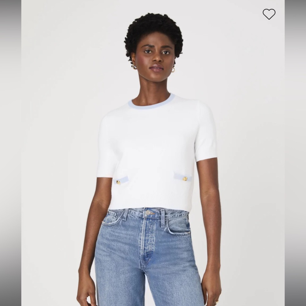 White Knit Short Sleeve Top